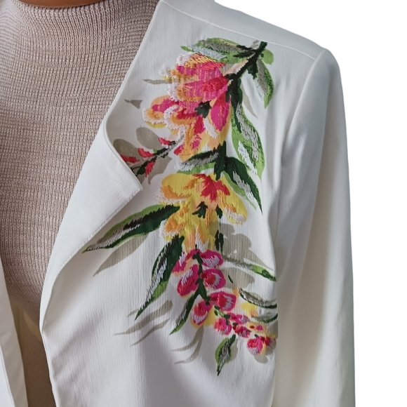 Vtge Size L Draper's & Damon's Floral Embroidered Womens Jacket White - Picture 3 of 7